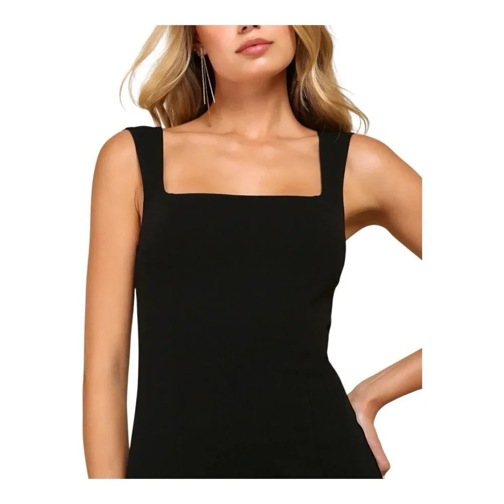 Lulus Inspiring Allure Black Square Neck Column Maxi Dress Small Formal NWOT - Picture 3 of 10